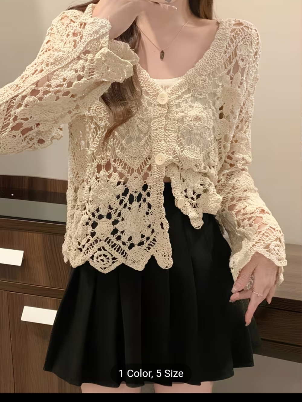 Cream Crochet Lace Button Cardigan (XL) NWOT